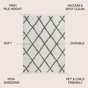 Gabrielle mercer Shag Plush Tassel Moroccan Geometric Trellis Area Rug